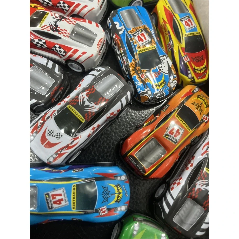 Pull Back Cars Lot of 23 Racing Toy Vehicles Plastic Rubber Wheels Multicolor